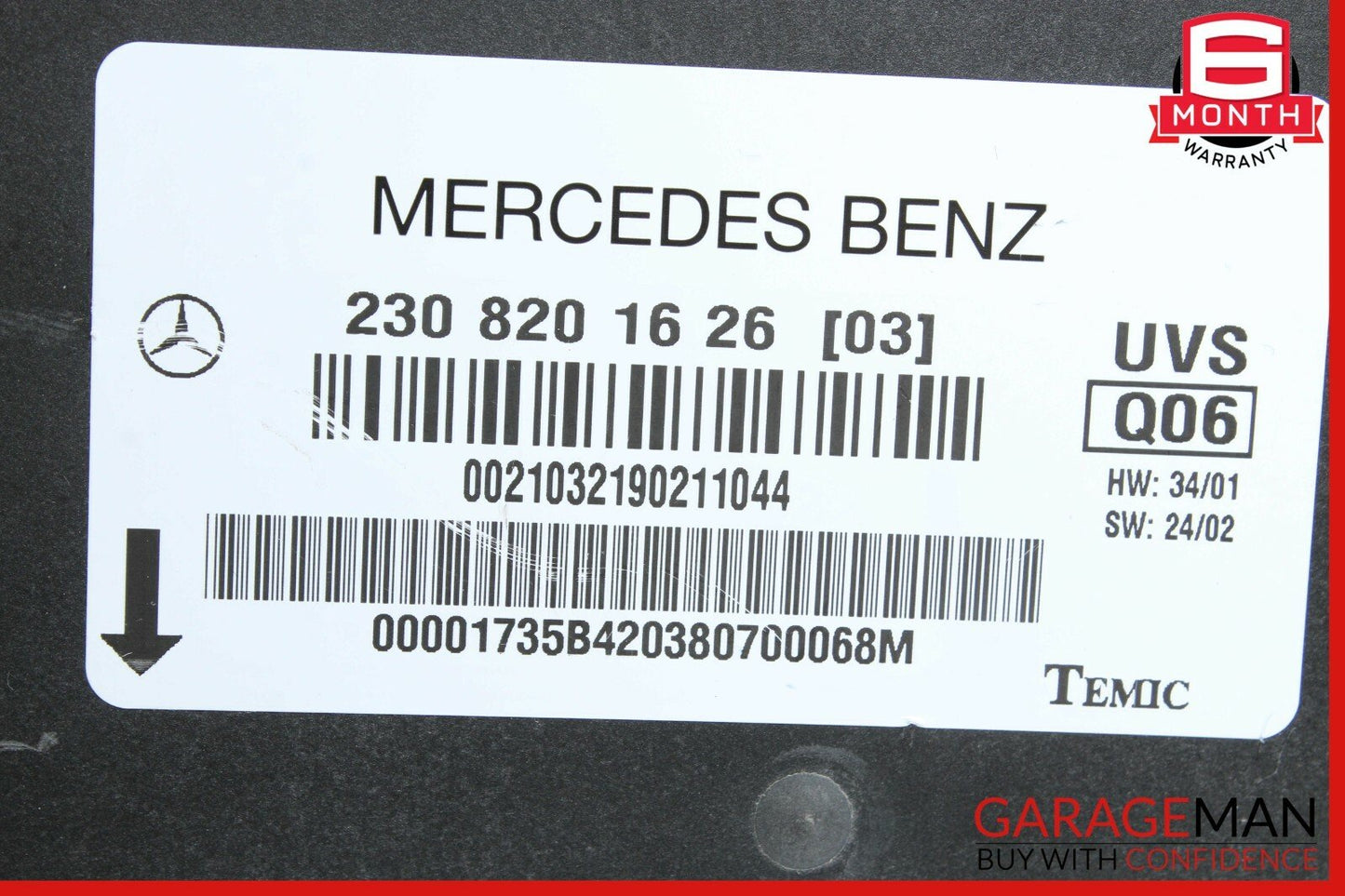 03-08 Mercedes R230 SL500 SL600 Roof Convertible Top Module Control OEM