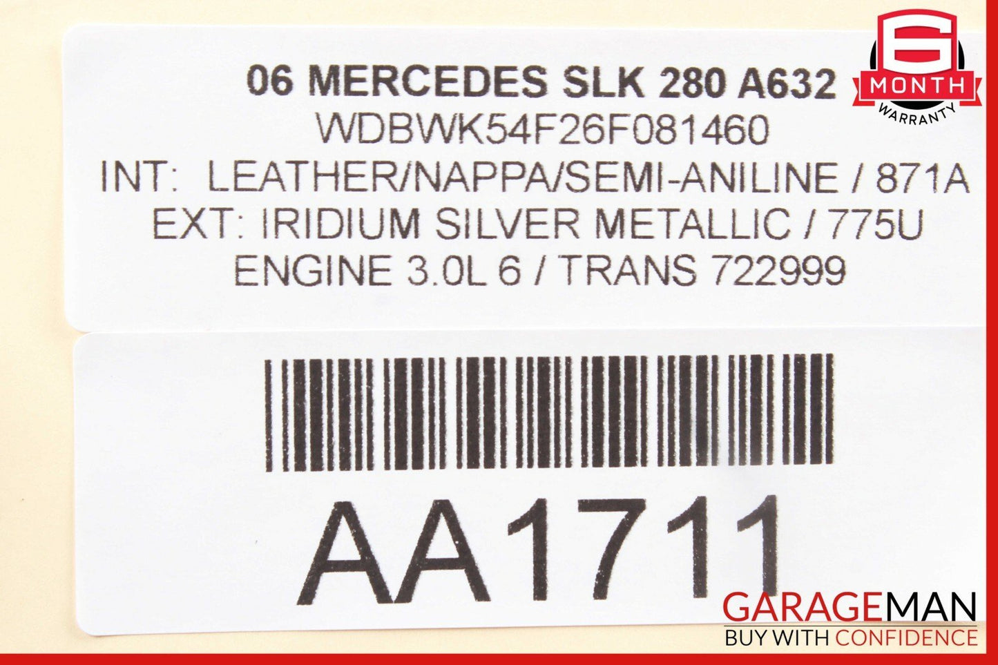 05-11 Mercedes R171 SLK280 SLK350 Rear Right / Left Side Lower Control Arm
