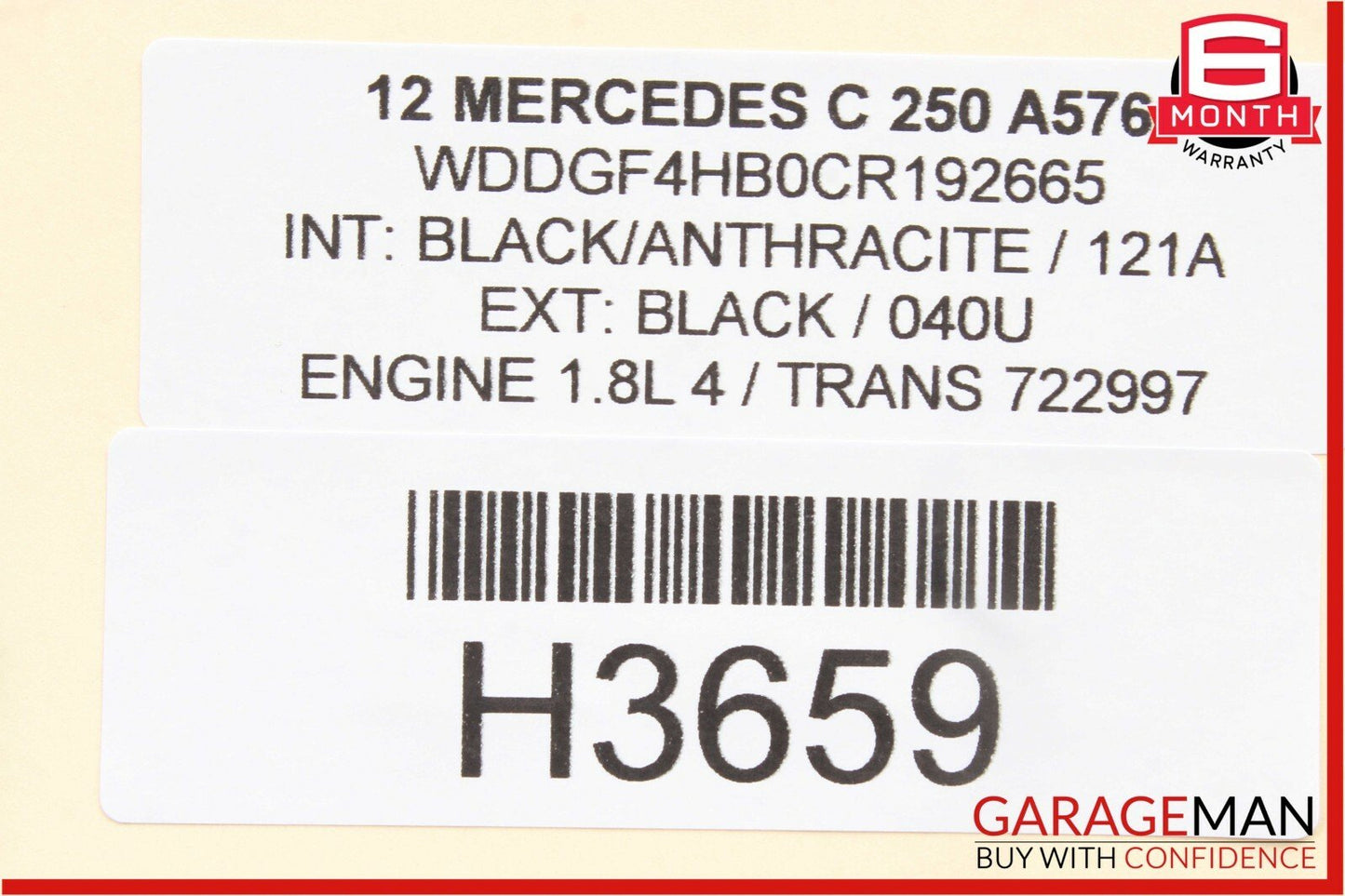 10-16 Mercedes W204 C250 E350 E400 Interior Rear View Mirror Black 2048104217