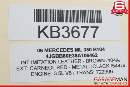 06-13 Mercedes W164 ML350 Rear Window Windshield Glass Wiper Motor Unit OEM