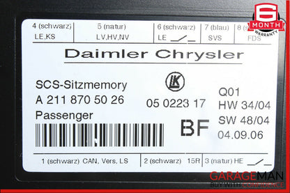 03-11 Mercedes W211 E500 CLS550 Under Seat Control Module Front Right Side OEM