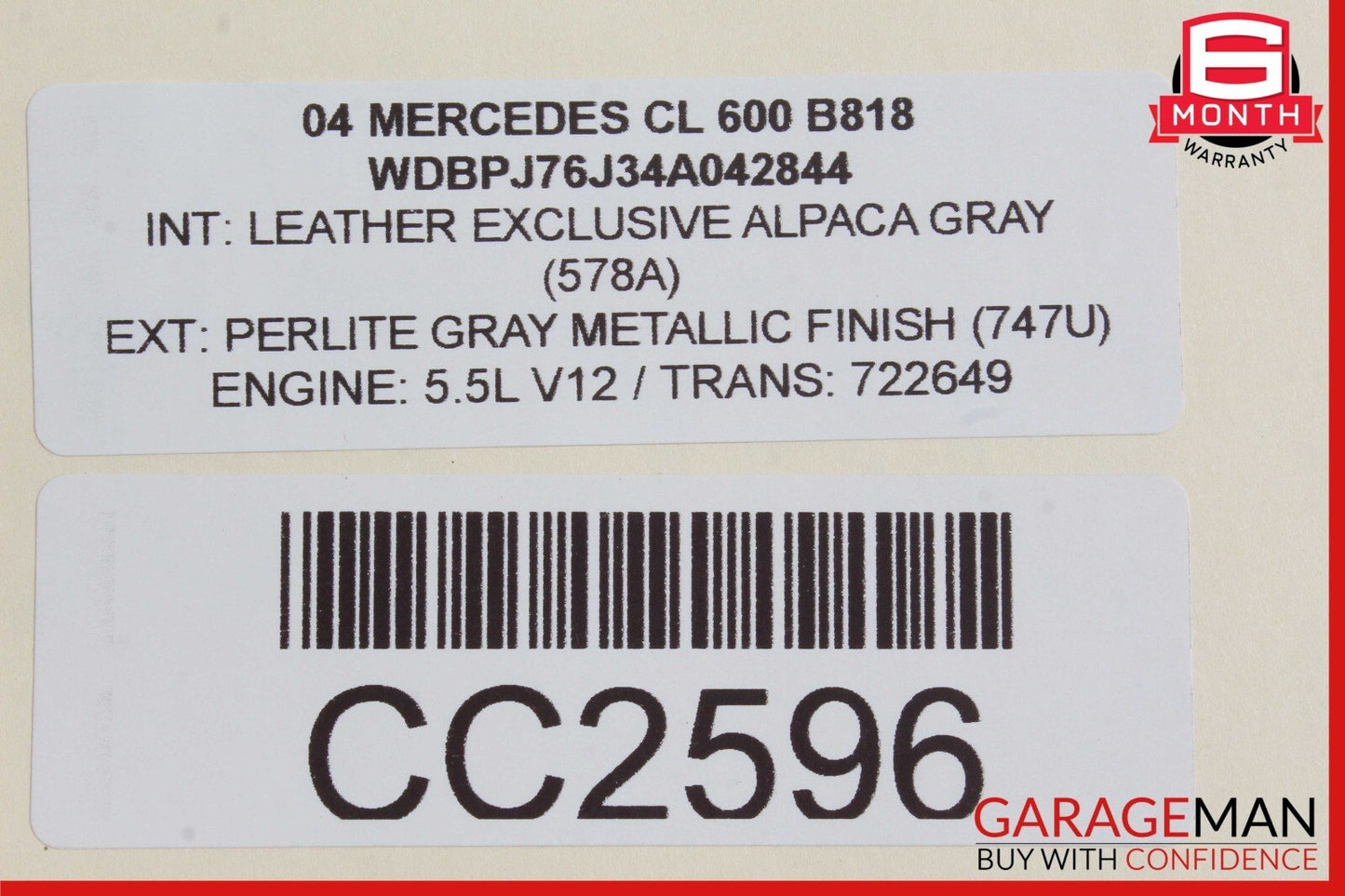 00-06 Mercedes W215 CL600 S600 Rear Subframe Crossmember OEM