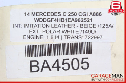 08-14 Mercedes W204 C250 C280 C350 Front Right Side Sunvisor Sun Visor Grey OEM