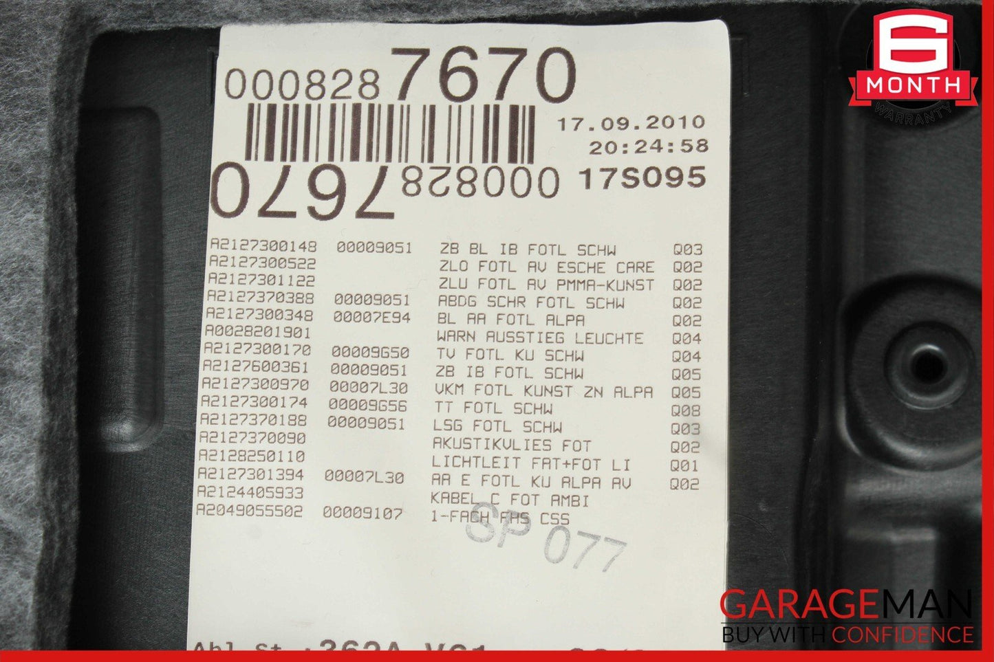 10-13 Mercedes W212 E350 E550 Rear Left Driver Side Interior Door Panel Grey