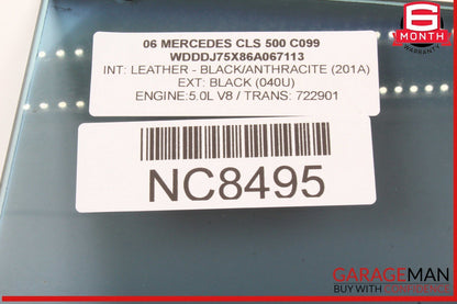 06-11 Mercedes W219 CLS500 CLS550 Rear Left Driver Side Door Window Glass