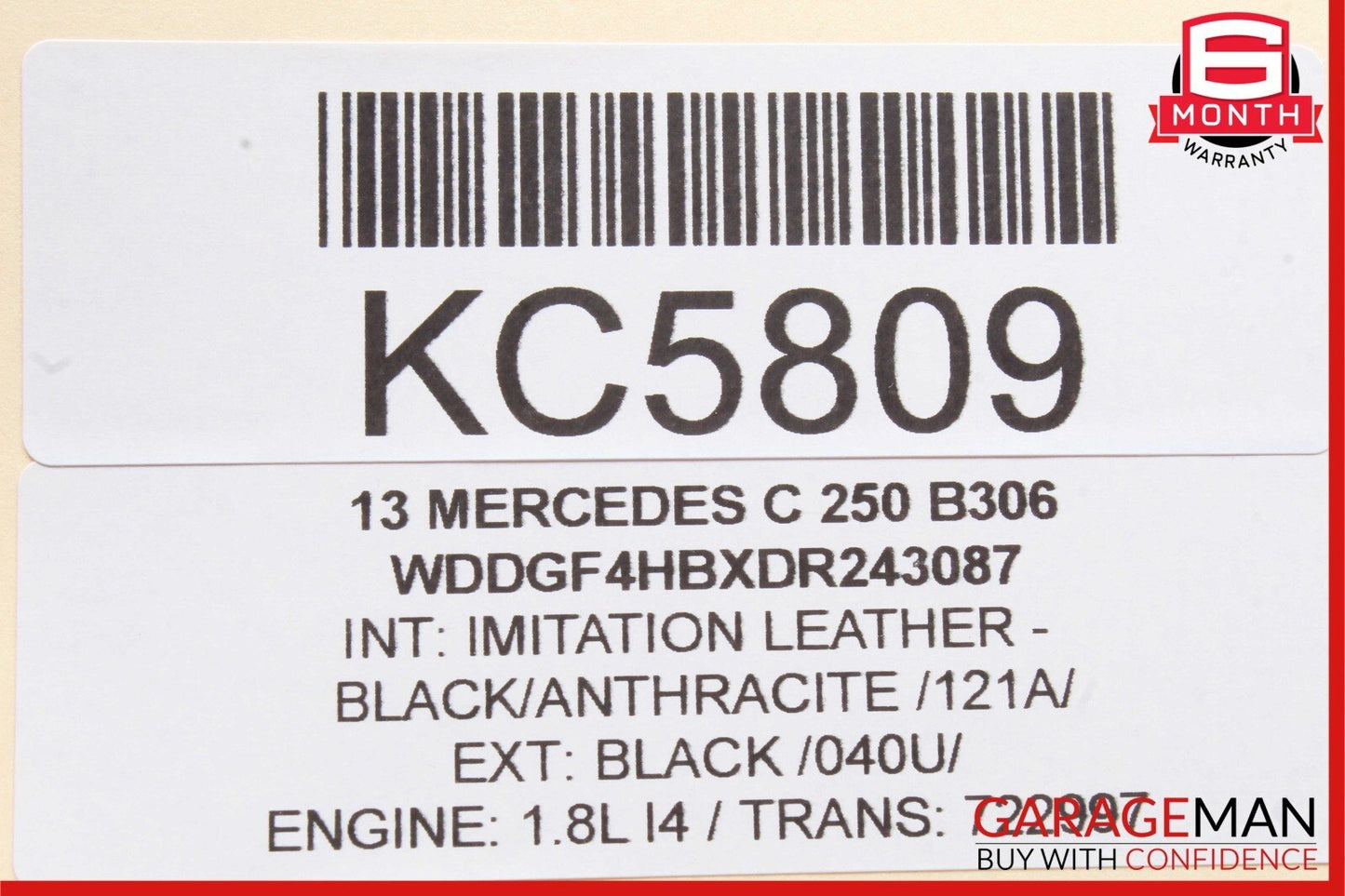 12-14 Mercedes W204 C250 C300 C350 Rear Left Side Exterior Door Handle Black