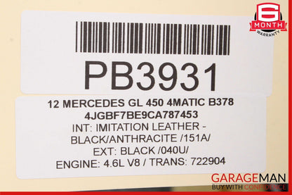 07-12 Mercedes X164 GL550 GL450 Front Left Side Upper Top Seat Cushion Cover