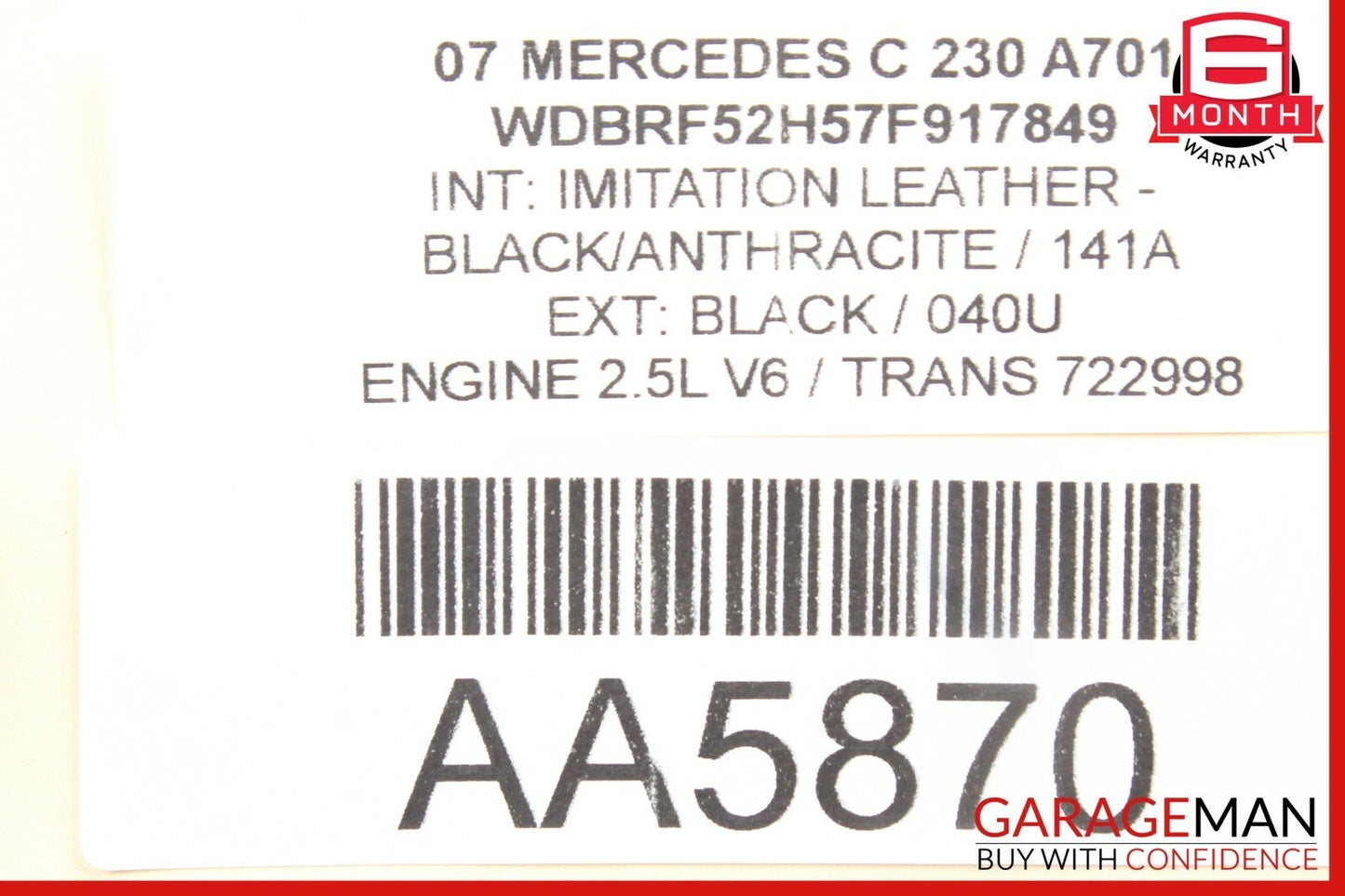 01-04 Mercedes W203 C230 Rear Right Passenger Side Exterior Door Handle Black