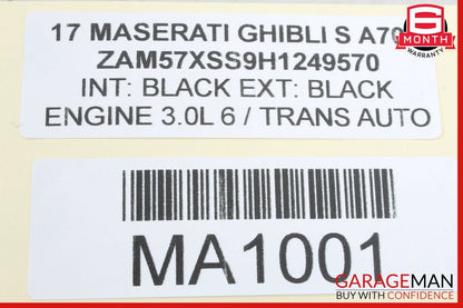 14-17 Maserati Ghibli Dashboard Glove Box Storage Tray Compartment Cover Black