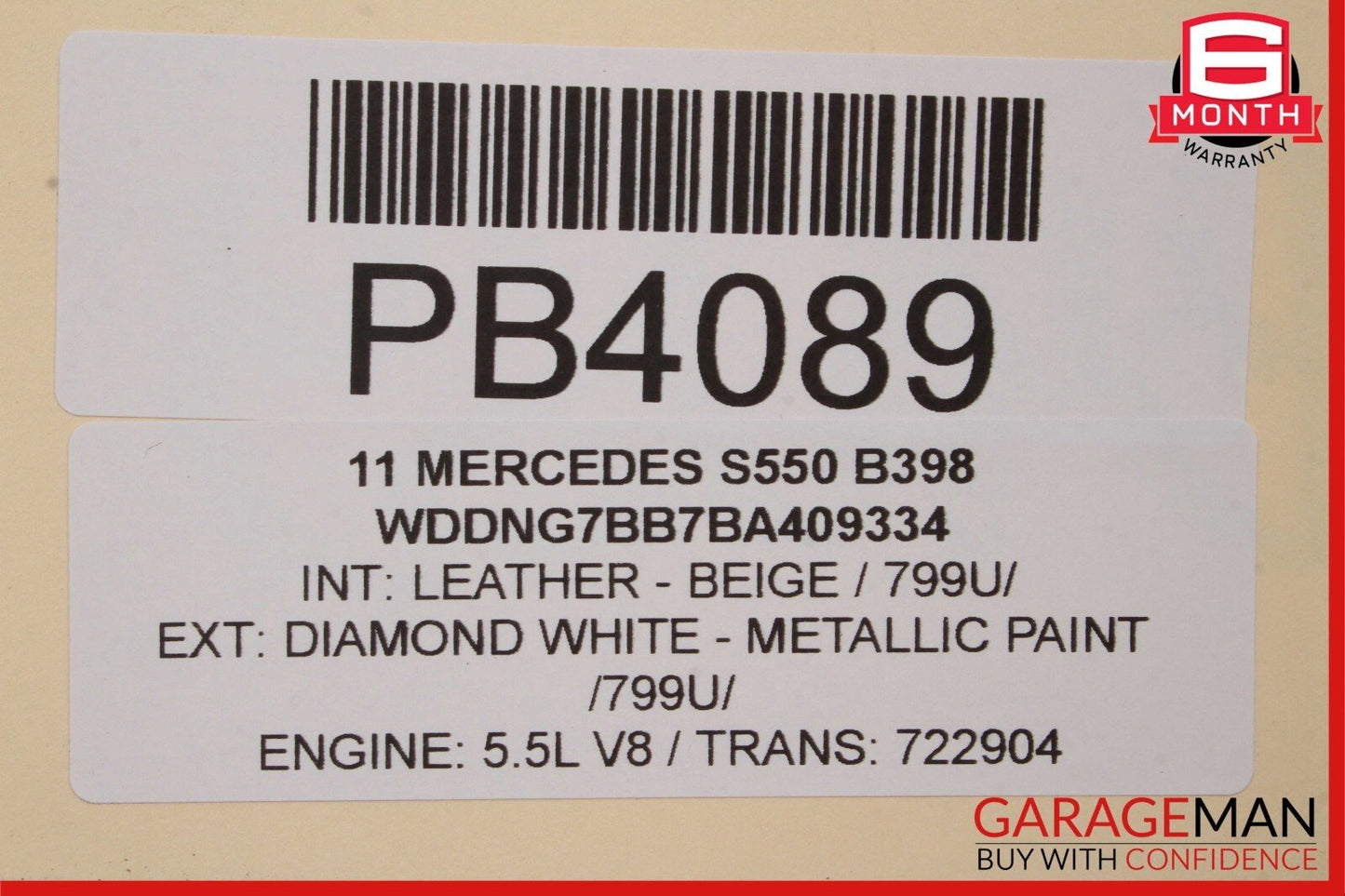 10-13 Mercedes W221 S400 S550 Front Right Side Lower Bottom Seat Cushion Beige