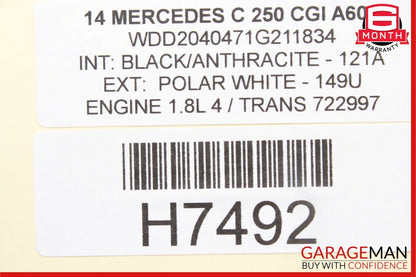 08-14 Mercedes W204 C250 Rear Left Exterior Door Handle w/ Actuator Latch Set