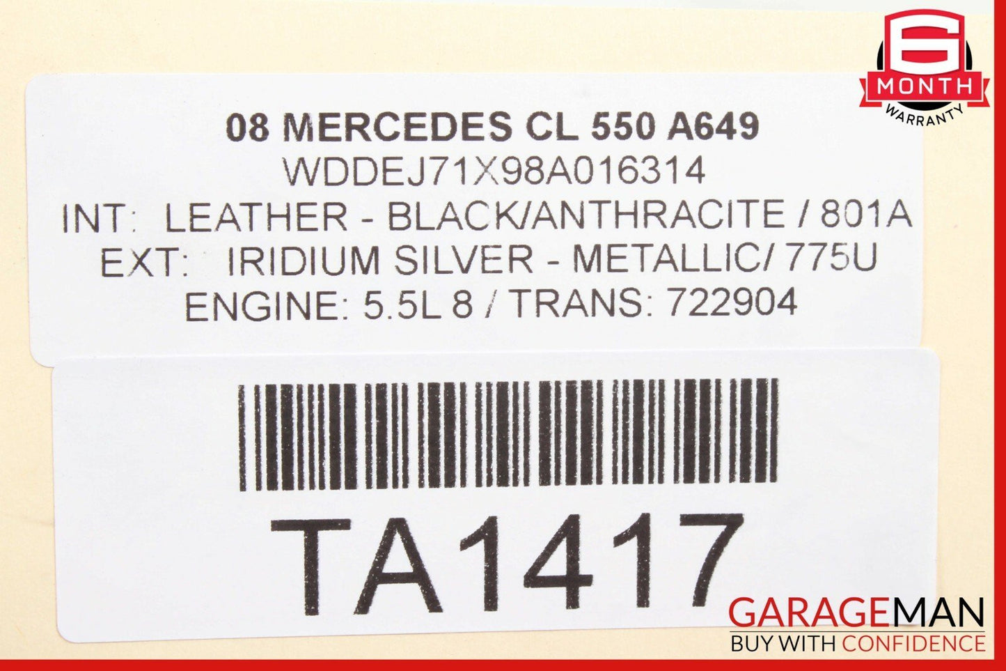 07-14 Mercedes W216 CL550 CL600 Rear Bumper Reinforcement Impact Crash Bar Rebar