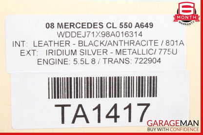 07-14 Mercedes W216 CL550 CL600 Rear Bumper Reinforcement Impact Crash Bar Rebar