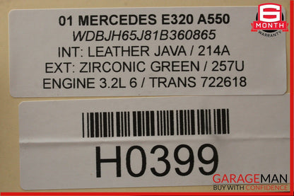 98-02 Mercedes W210 E430 E320 Rear Left Driver Side Exterior Door Handle Green