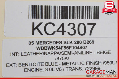 05-11 Mercedes R171 SLK280 Rear Left Convertible Roof Top Trunk Lid Cylinder OEM