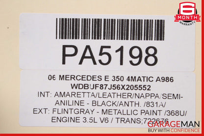 03-06 Mercedes W211 E320 E500 Front Right Top Upper Seat Cushion Cover Black