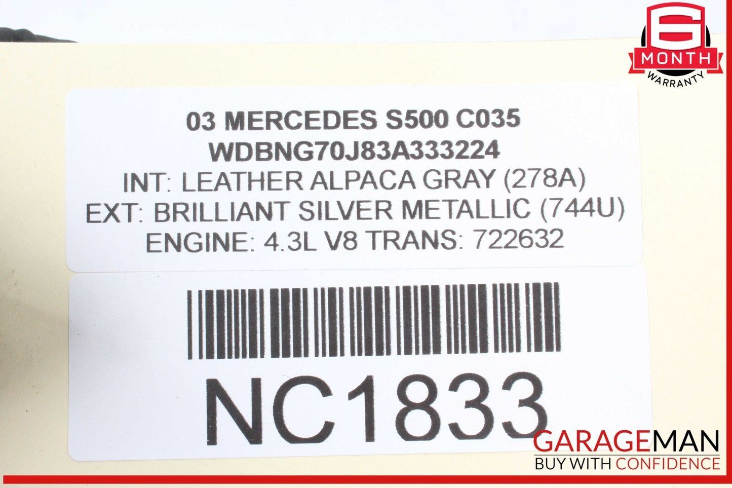 00-06 Mercedes W220 S500 CL500 Dash Dashboard Right Side Airbag Air Bag OEM