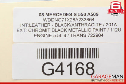 07-13 Mercedes W221 S550 Front Right Side Exterior Door Handle Keyless Go Black