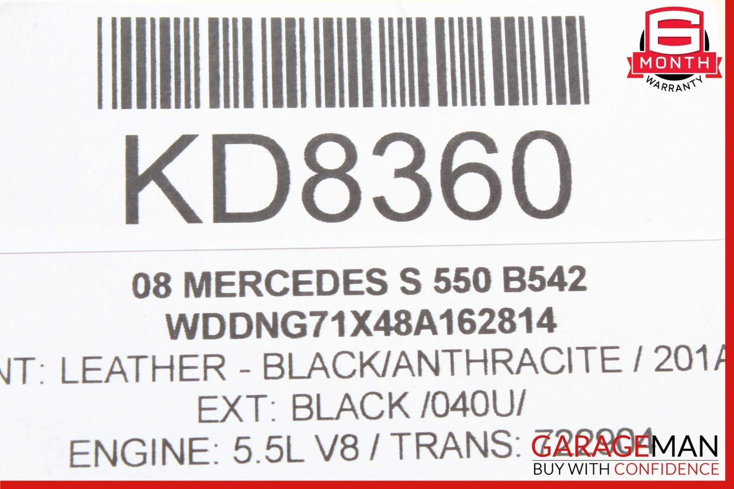 07-09 Mercedes W221 S550 S600 Front Left Side Mirror Door Rear View Black OEM