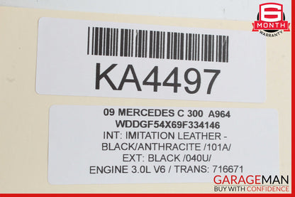 08-09 Mercedes W204 C300 Front Left Side Mirror Door Rear View Black OEM