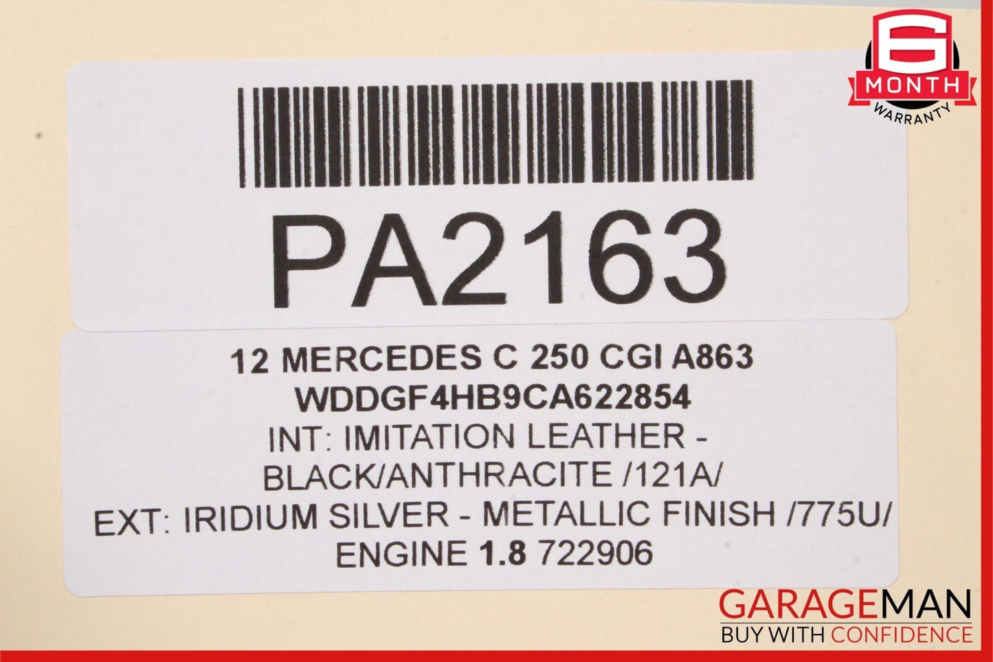 08-14 Mercedes W204 C250 C300 C350 Front Right Side Top Upper Seat Cushion Black