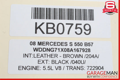 07-09 Mercedes W221 S550 CL600 CL65 AMG Rear Trunk SAM Fuse Box Module OEM