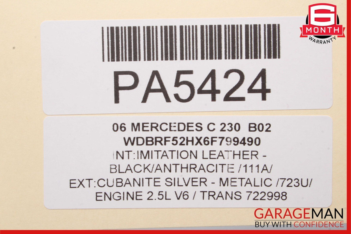 05-07 Mercedes W203 C230 C350 Front Left Side Top Upper Seat Cushion Cover