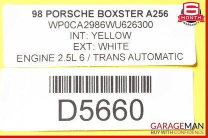 97-04 Porsche 986 Boxster Rear Bumper Reinforcement Bracket Bar w/ Heat Shield