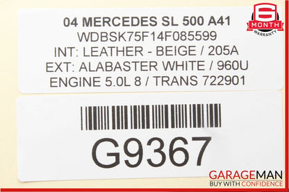 03-06 Mercedes R230 SL500 Rear Right Passenger Compartment Box Cover Trim OEM