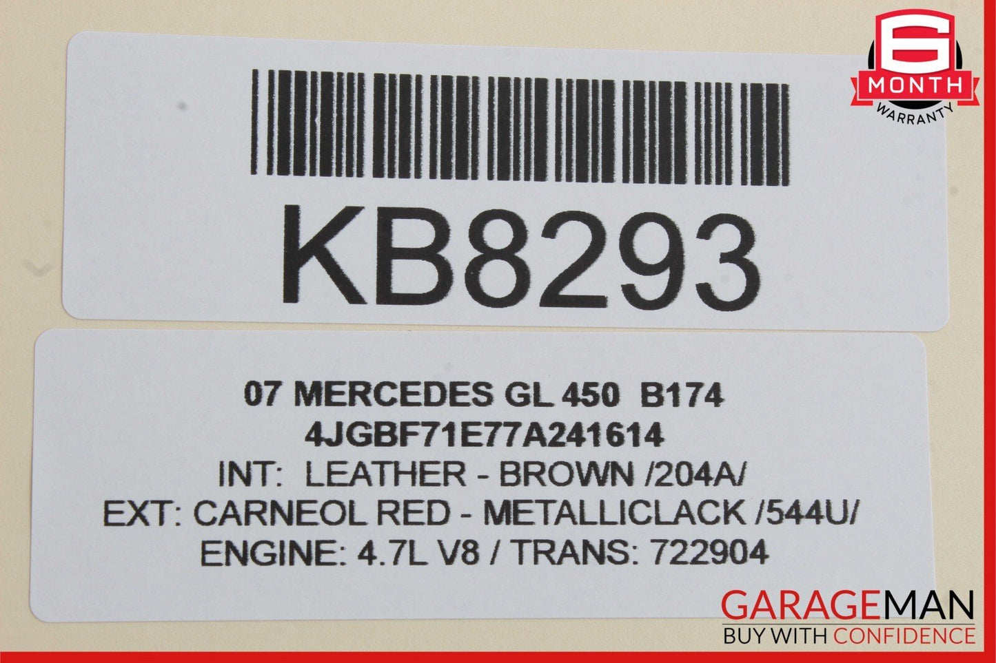 06-08 Mercedes R320 ML350 GL450 Front Left Seat Belt Seatbelt Retractor Brown