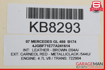 06-08 Mercedes R320 ML350 GL450 Front Left Seat Belt Seatbelt Retractor Brown