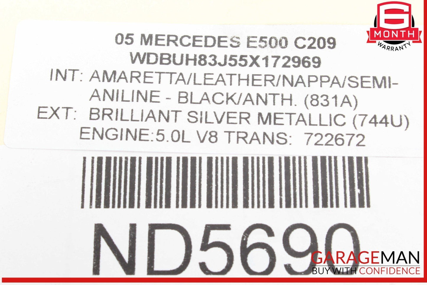 03-09 Mercedes W211 E500 Rear Right Passenger Side Shock Strut Absorber OEM