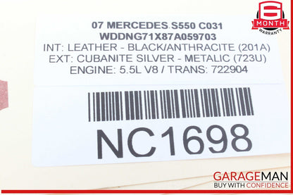 07-13 Mercedes W221 S550 S63 AMG Interior Top Upper Rear View Mirror Gray OEM