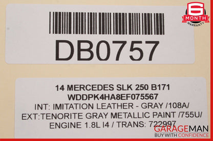 12-16 Mercedes R172 SLK250 SLK300 Front Right Side Upper Seat Cushion Cover Gray