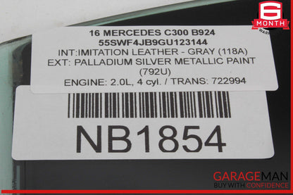 15-21 Mercedes W205 C300 C400 Rear Right Side Door Window Glass OEM