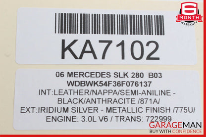 05-11 Mercedes R171 SLK280 SLK350 Front Left Side Door Tweeter Speaker Cover OEM