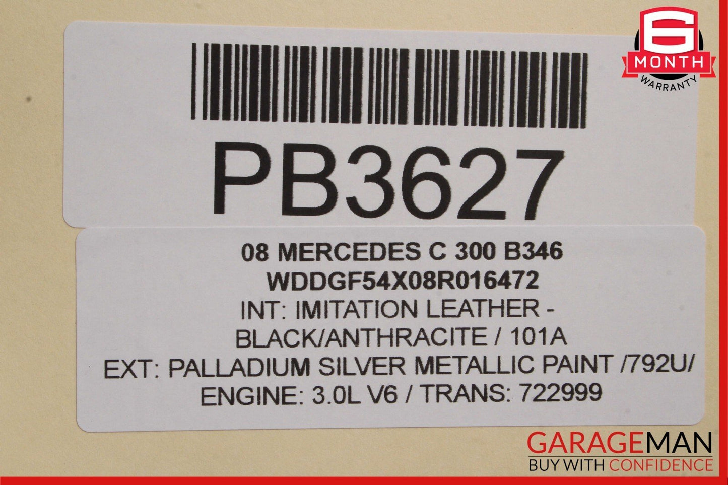 08-14 Mercedes W204 C300 Sedan Rear Right Interior Door Trim Panel Black