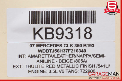 03-09 Mercedes W209 CLK500 Front Left Side Exterior Door Handle Thulite Red