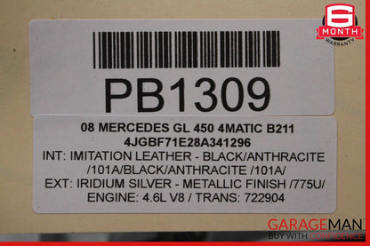 07-12 Mercedes X164 GL450 GL550 Front Hood Bonnet Panel Grille Assembly Silver