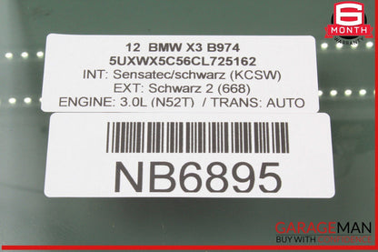 11-17 BMW X3 Rear Left Driver Side Door Window Glass OEM
