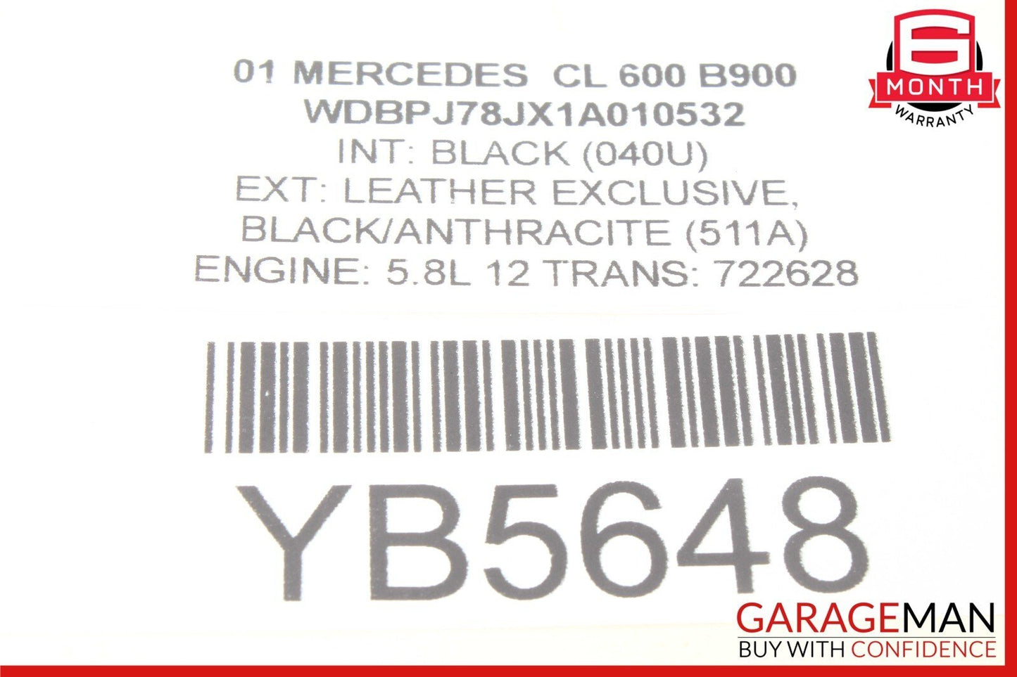 00-06 Mercedes W215 CL600 Rear Left Driver Side Seat Belt Retractor Black OEM