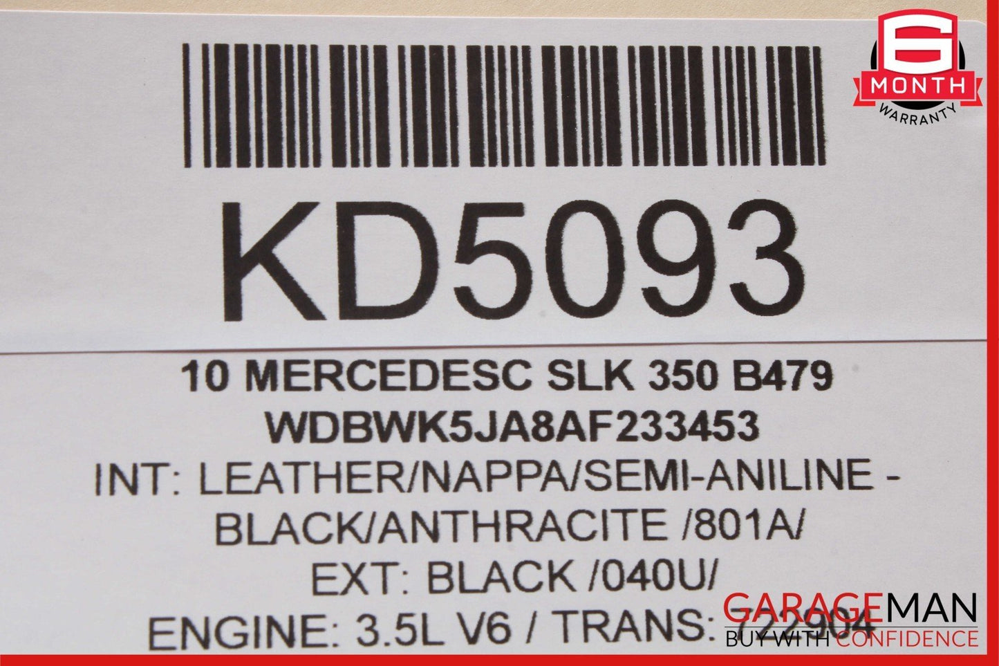 05-11 Mercedes R171 SLK280 SLK350 Rear Right Side Door Quarter Window Glass