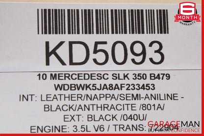 05-11 Mercedes R171 SLK280 SLK350 Rear Right Side Door Quarter Window Glass