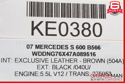 07-13 Mercedes W221 S600 Front Right Side Under Seat Control Module Unit OEM