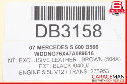 07-09 Mercedes W221 S600 Rear Right Recline Lower Bottom Seat Cushion OEM