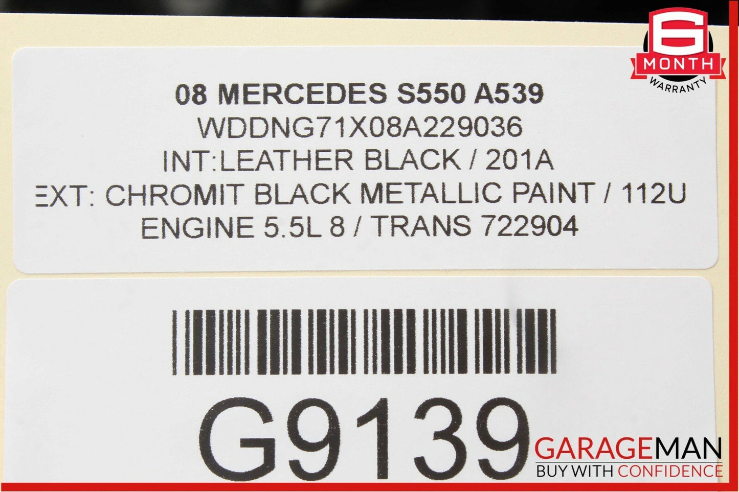 07-13 Mercedes W221 S550 S63 AMG Rear Right Door Window Regulator Motor Assembly