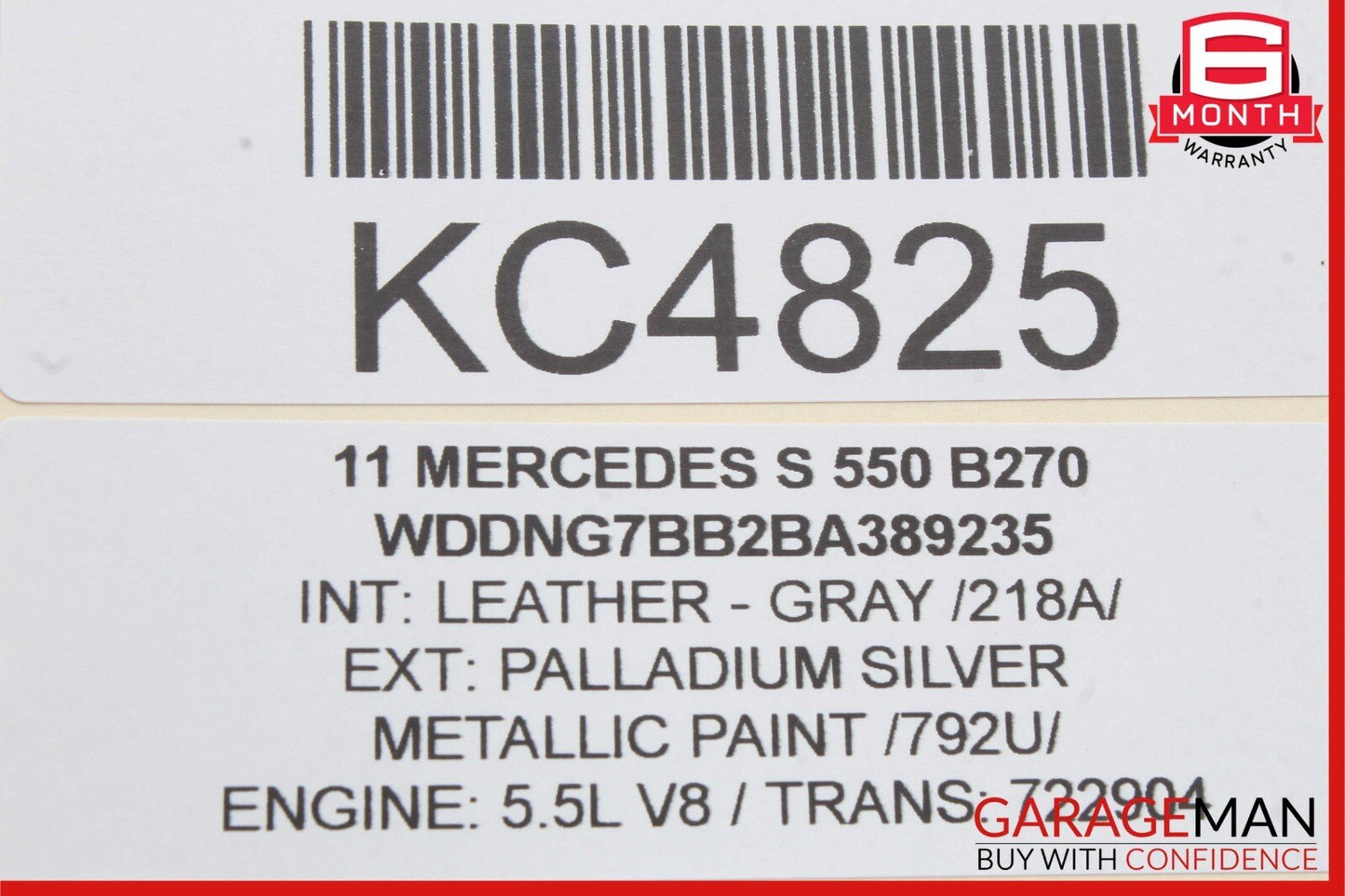 10-13 Mercedes W221 S550 Rear Left or Right Side Overhead Vanity Mirror Gray OEM