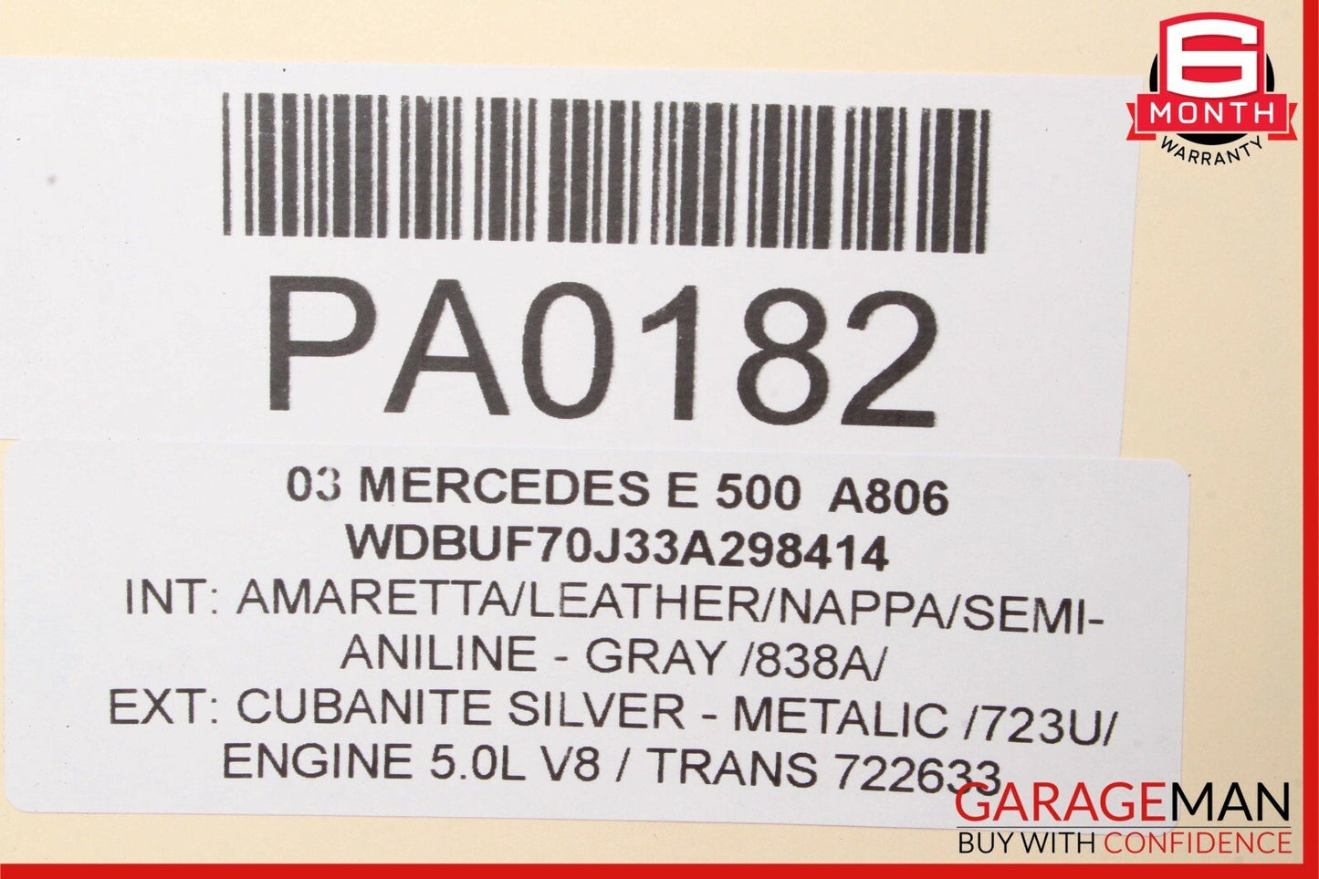 03-06 Mercedes W211 E500 Front Right Side Interior Door Panel Trim Cover Gray