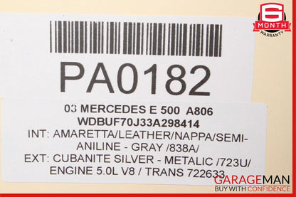 03-06 Mercedes W211 E500 Front Right Side Interior Door Panel Trim Cover Gray