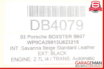 97-04 Porsche 986 Boxster Rear Bumper Reinforcement Bracket Bar Heat Shield Assy